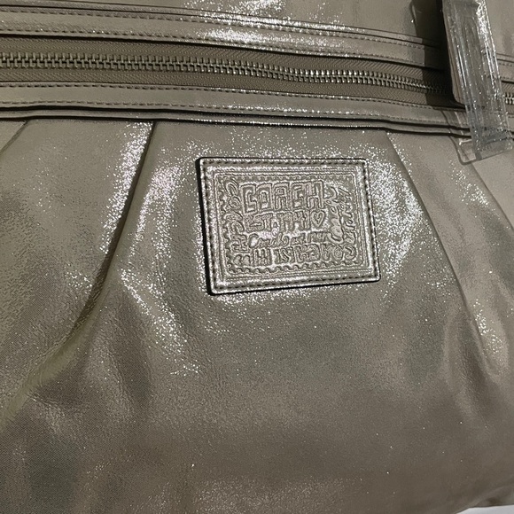 Coach Poppy Metallic Gold Champagne Leather Large Tote Bag Purse #H1281-F20441 - Picture 3 of 15